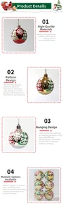 Detail of hand-painted Christmas balls with glitter patterns in transparent box
