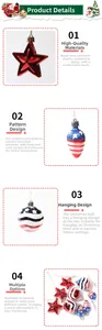 Detailed view of durable American flag style plastic hanging ornaments with top hooks