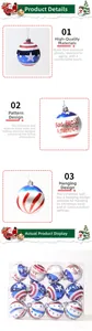 Detail of God Bless America star and stripes plastic Christmas tree ornaments 12-pack