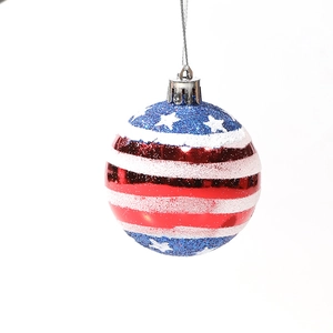 Hanging patriotic Christmas ball with American flag star and stripe design ornaments