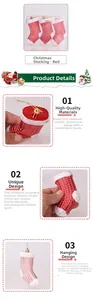 Three-piece set of glitter plaid Christmas stocking ornaments in a clear gift box