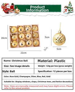 5cm gold Christmas ball set of 12 showing size dimensions and technical specifications