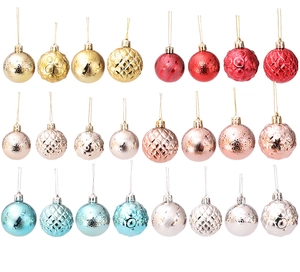 Detailed view of 24 colorful Christmas balls with matte, glitter, and textured finishes