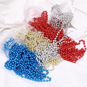 Christmas Tree Bead Chain Electroplated Plastic Holiday Decoration Round Artificial Pearl Garland For Home Party Xmas Ornaments