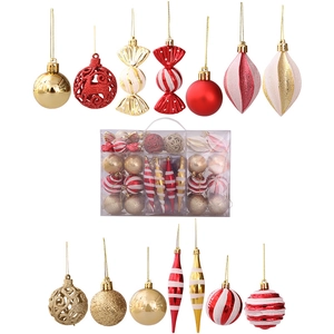 71pcs Christmas ball set with red, gold, and white ornaments in a portable gift box