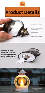 Detail showing the bottom battery compartment and switch of the retro LED lantern
