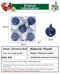 Detailed size chart for 6cm blue and white hollow painted plastic Christmas balls
