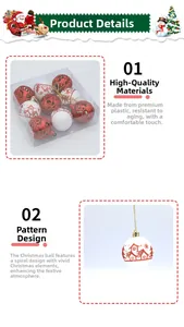 9-piece 6cm red and white Christmas ball set featuring hollow and painted house designs