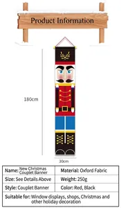 Detailed view of nutcracker Christmas banner dimensions 180x30cm made of oxford fabric