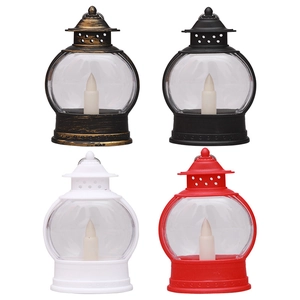 Set van vier draagbare LED-lantaarns in brons zwart wit en rood voor huisdecoratie