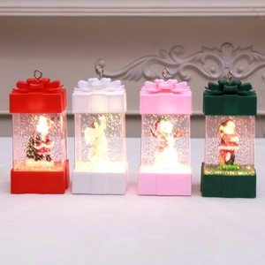 Christmas lantern gift box set in red white pink and green with Santa and snowman scenes