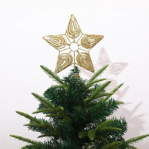 Golden glitter star tree topper with spiral base for Christmas tree decoration