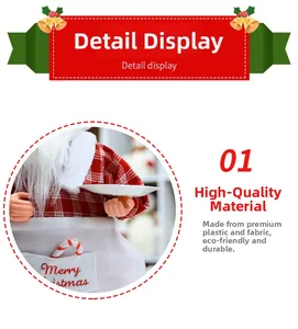 Detail of Chef Santa Claus ornament made of premium fabric and durable plastic material