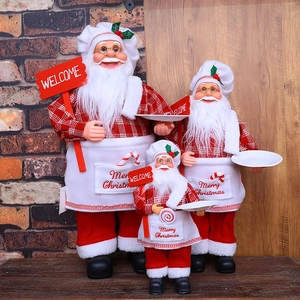 Three-piece Santa Chef set with Merry Christmas apron and Welcome sign for holiday decor