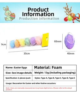 Detailed size chart for 60mm speckled Easter egg ornaments with hanging strings