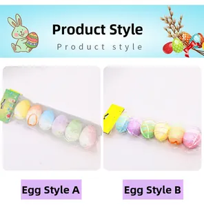 Detail view of 6-piece Easter egg hanging ornaments in assorted styles A and B packaging