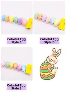 Set of 6 colorful glitter foam Easter eggs in clear packaging for holiday decoration