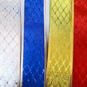 5cm metallic Christmas ribbon set in red gold blue and silver for gift wrapping decoration