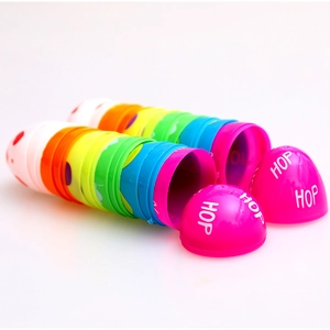 Set di 12 uova di Pasqua colorate in plastica con testo HOP per regali e decorazioni