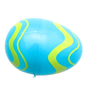 Uovo di Pasqua blu con strisce verdi in plastica per regali e decorazioni festive