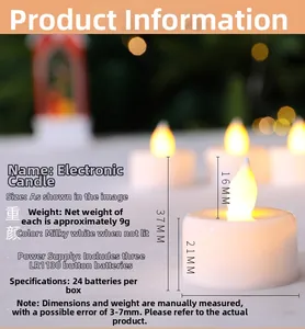 Gedetailleerde afmetingen van LED-theelicht met warm geel licht en 37mm diameter