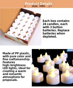 Detail van 24-pack LED-theelichtjes met warme gloed en vervangbare batterijen
