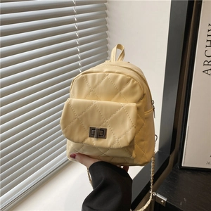 Women Mini Quilted Rhombus Backpack Fashion PU Leather Chain Bucket Bag Metal Twist Lock Trendy Small Shoulder Bag
