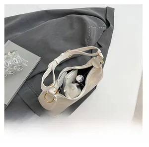 Interior view showing the storage capacity of the floral crescent bag for daily essentials