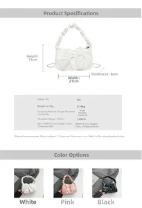 Detailed size specifications for the vintage PU bow handbag with 116cm chain strap