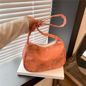 Women New Chinese Style Underarm Bag Fashion Oxford Cloth Shoulder Bag Bamboo Print Ink Style Mini Hobo Bag For Daily
