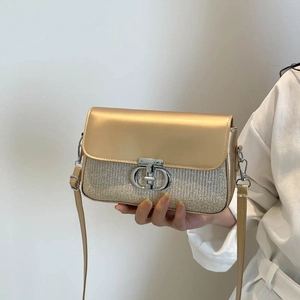 Sac Bandoulière Femme en Cuir PU Paillettes Épissage Mode Fermoir Métal Petit Sac Carré Sac à Épaule Chic Coréen Soirée Main