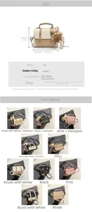 Detailed view of women's vintage mini square crossbody bag with adjustable strap and charm