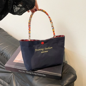 Women Casual Nylon Small Handbag With Braided Handle Letter Print Mobile Phone Bag Portable Shoulder Crossbody Purse
