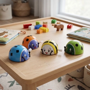 Cartoon Ladybug Wind-up Toys For Kids Clockwork Flipping Beetle Cute Animal Educational Interactive Play Plastic Insect Gift