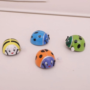Set of four colorful wind-up ladybug toys for kids party favors and Christmas gifts