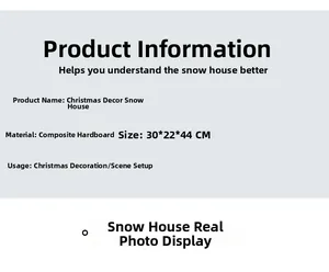 Detailed dimensions of 30x22x44cm cardboard Christmas snow house for holiday setup