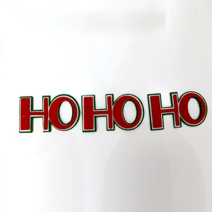 Patch natalizie ricamate in ciniglia HO HO HO in colori festivi rosso bianco e verde