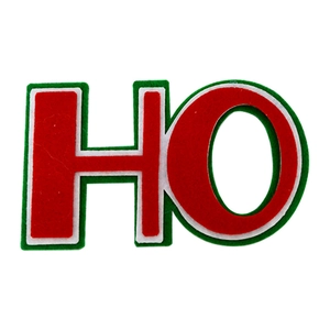 Decorazione in feltro con lettere HO in rosso e verde per albero di Natale