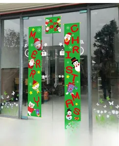 Three-piece Christmas door banners with Merry Christmas text and cute cartoon characters