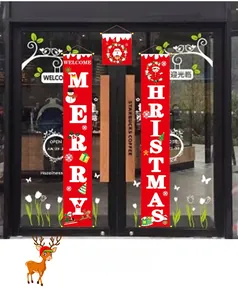 Close-up of a 3-piece Christmas door banner set featuring Merry Christmas and snowman motifs