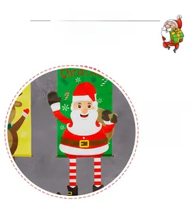 Detail of Christmas banner showing clear printed Santa Claus pattern and durable fabric