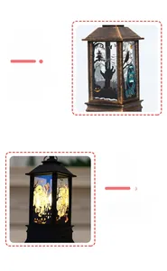 Detailed view of Halloween LED lantern with skull patterns and warm glowing light effect