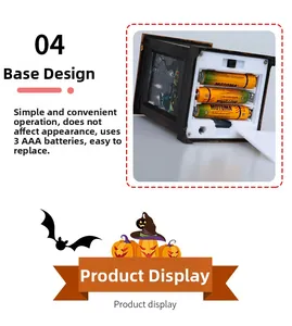 Detail of the Halloween lantern base showing the 3 AAA battery compartment and slide cover