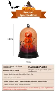 Detail view of 9x14cm LED Halloween pumpkin dome ornament with three stacked lanterns