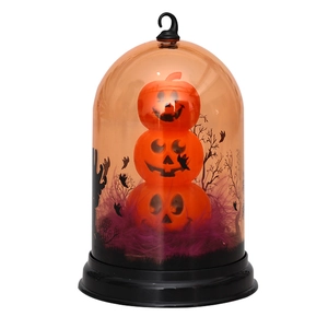 Linterna calabaza de Halloween de tres niveles en cúpula con siluetas de murciélagos