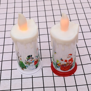 Weihnachts LED Kerzen flammenlos mit Weihnachtsmann Motiv und realistischem Tropfeneffekt