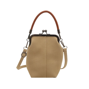 Khaki Vintage-Bügeltasche mit Handgriff und verstellbarem Schultergurt für Damen