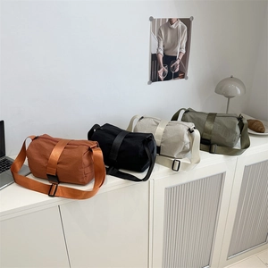 Minimalist Oxford cloth crossbody gym bags in orange, black, beige and green colors