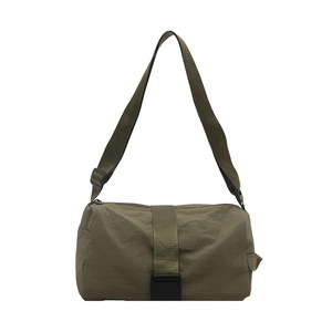 Olive green casual oxford crossbody bag with adjustable strap and quick release buckle