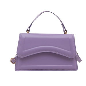 Chic lavender square shoulder bag with curved flap and gold-tone hardware for women